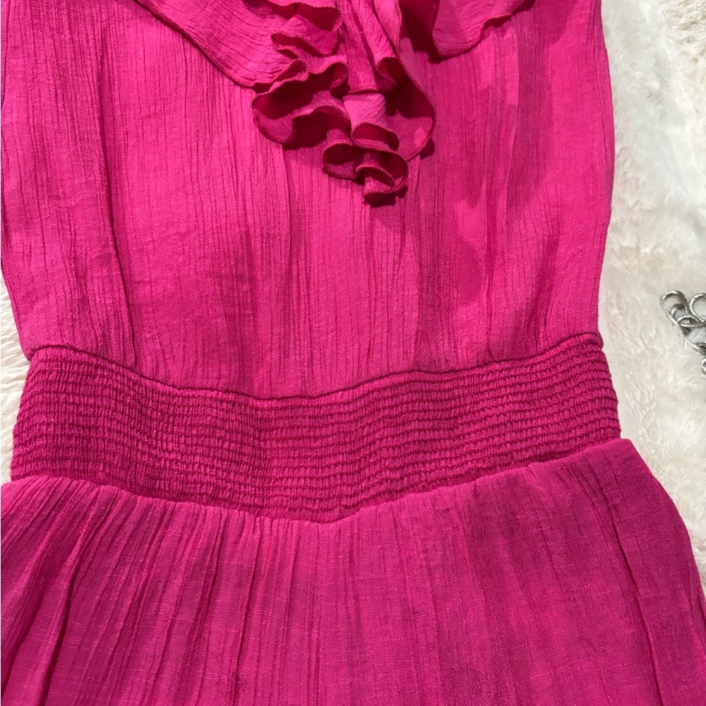 Vibrant Pink Romper with Ruffle Detail